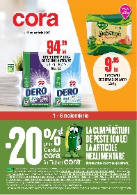 Cora - 20% reducere prin card cora la cumparatururi nealimentare de peste 100 lei | 01 Noiembrie - 13 Noiembrie