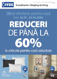 Jysk - Reduceri de pana la 60% | 16 Octombrie - 25 Octombrie